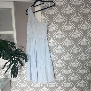 100% cotton Blue One-Shoulder Dress